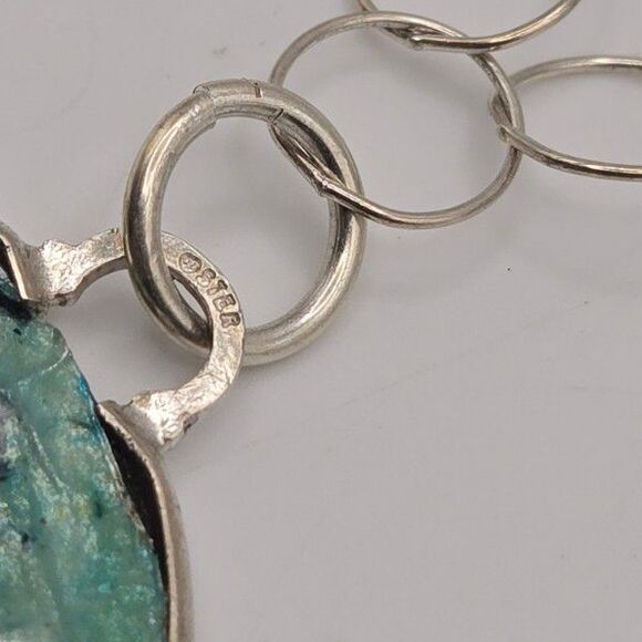 Sterling‎ Silver Enamel Necklace Artisan Handcrafted Chain Boho Floral Pendant - Picture 5 of 7